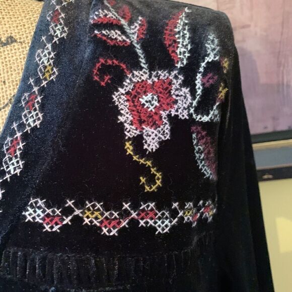 Style & Co Velvet Dress embroidered sz L - Picture 4 of 10
